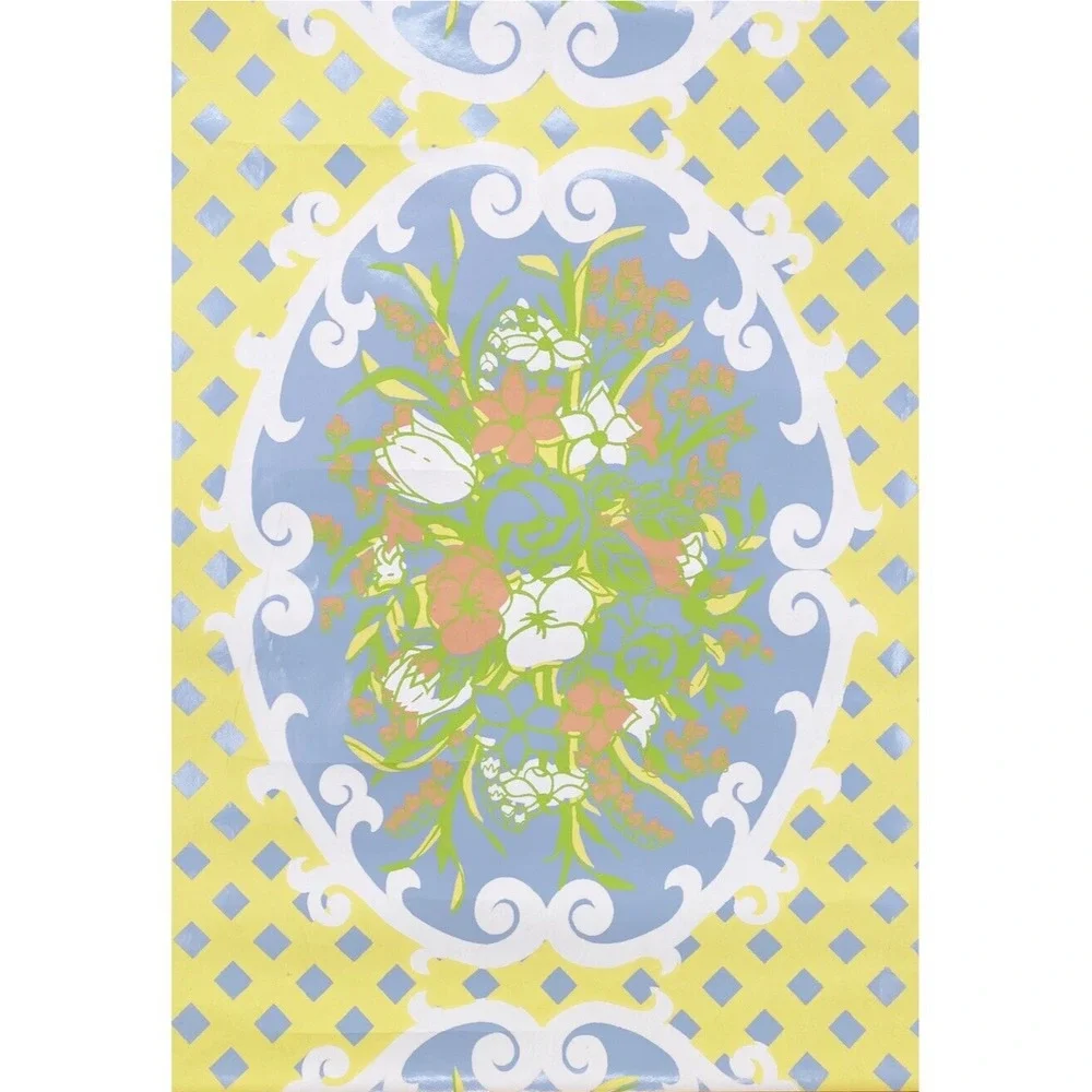 Vintage Mid Century Wallpaper 29" x 28" 1 Roll Panel MCM Mod Floral Bouquet 60s - Picture 2 of 8
